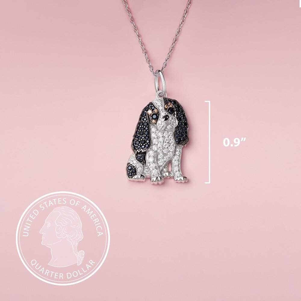 Cavalier King Charles Sterling Silver Pendant Cubic Zironia Crystal Necklace - Picture 6 of 6